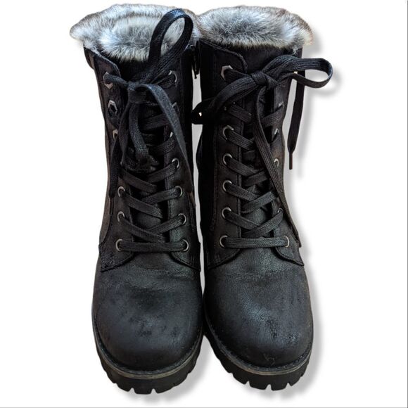 Steve Madden Women's Faux Fur Lined Chunky Heeled Boot sz‎ 9 black - Picture 3 of 14